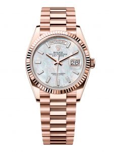 Đồng Hồ Rolex Day-Date M128235-0078 128235-0078 Vàng Everose 18ct Ngọc Trai Trắng, Nạm Kim Cương - Mã Mới 2024