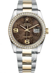 Đồng hồ Rolex Datejust 36 M116243 116243 Mặt nâu họa tiết hoa vàng