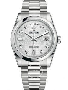 Đồng hồ Rolex Day-Date 36 M118206-0048 118206-0048 Bạch Kim Mặt Bạc Vi tính