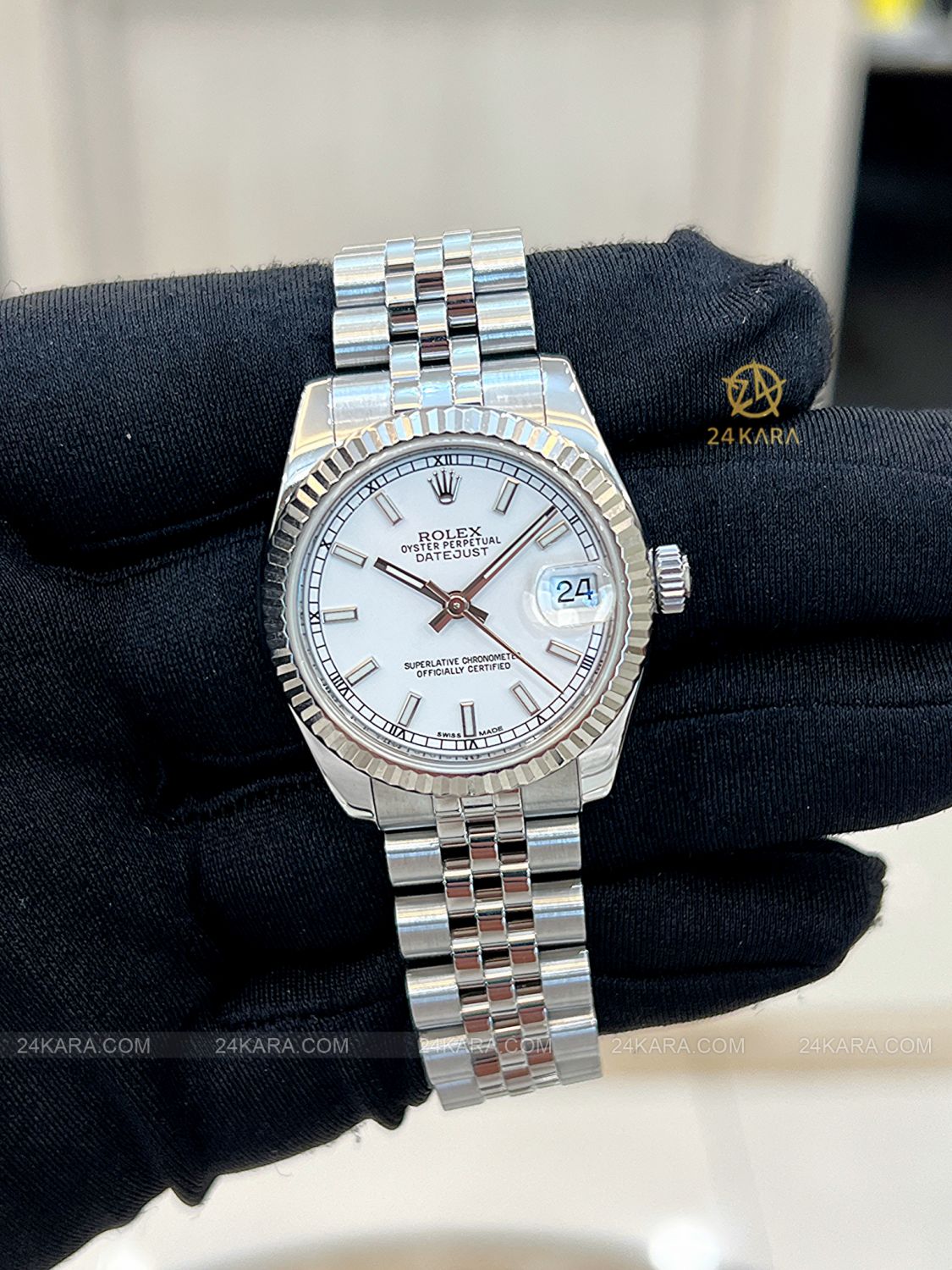 Đồng hồ Rolex Datejust 31 M178274-0008 178274-0008 Mặt số trắng Bezel Vàng Trắng 18k - Lướt