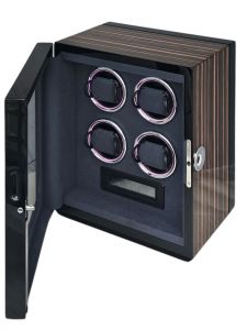 Hộp xoay đồng hồ 4 xoay vân gỗ trắng đèn LED RGB