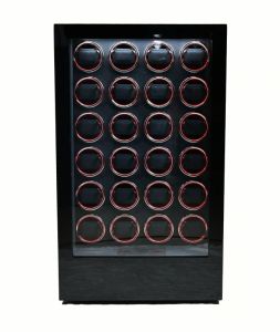 Hộp xoay đồng hồ 24 xoay vân gỗ đỏ đèn LED RGB