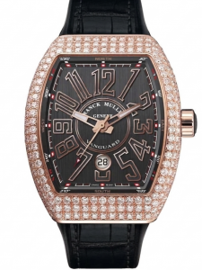 Đồng hồ Franck Muller Vanguard 18K Original Diamonds V 41 SC DT D NR 5N Vàng hồng Kim cương hãng mặt đen - Lướt