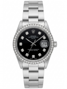 Đồng hồ Rolex Oyster Perpetual 1500 Date Black kim cương và niềng kim cương - Lướt