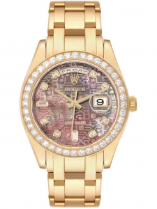 Đồng hồ Rolex Day-Date 39 18948 phiên bản đặc biệt "Pearl Master" Mặt vi tính xà cừ tím, niềng kim cương hãng - Lướt