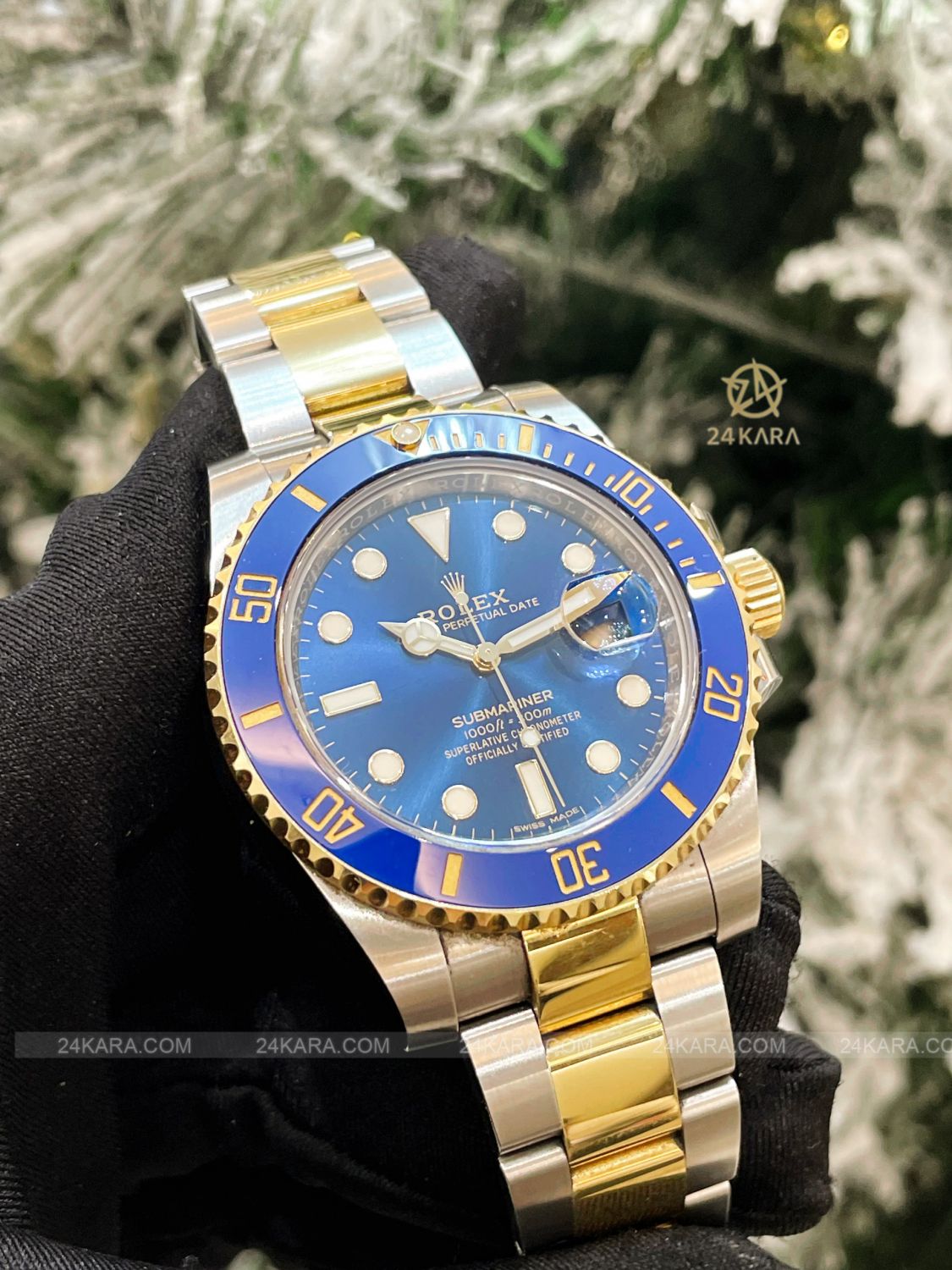 Đồng hồ Rolex Submariner Date 40mm 116613LB Gold Steel Demi vàng mặt xanh - Lướt