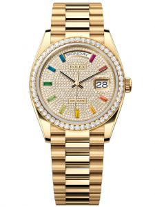 Đồng hồ Rolex Day-Date 36 M128348RBR-0030 128348RBR-0030 Vàng Kim 18ct Mặt Đính Kim cương Niềng Kim cương