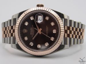 Đồng hồ Rolex Datejust 41 Steel Vàng Everose 18ct Wimbledon Jubilee BP M126331 126331 Mặt đen cọc số kim cương - Lướt