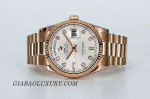 Đồng hồ Rolex Day-Date 36 M118235 118235 Mặt Trắng Niềng Kim cương