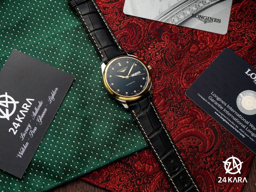 Review chi tiết đồng hồ Longines Master L2.755.5.57.2 L27555572 Kim Cương Demi Vàng