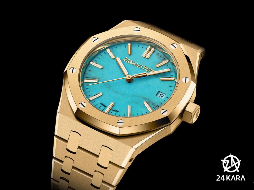 Giới thiệu đồng hồ Audemars Piguet Royal Oak 37mm Yellow Gold & Natural Turquoise Dial 15550BA.OO. 1356BA.01 mới